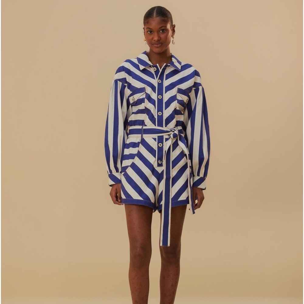 Blue And White Stripes Romper